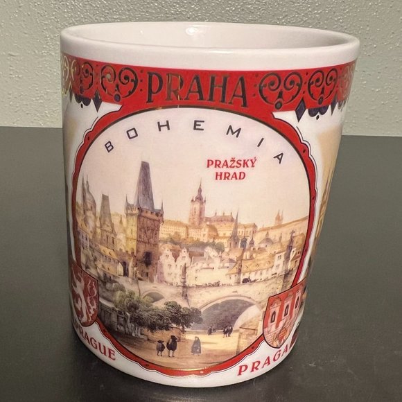 Prague, Czech Republic Souvenir Mug ~ Charles Bridge ~ Prague Castle ~  Metallic - Picture 2 of 6